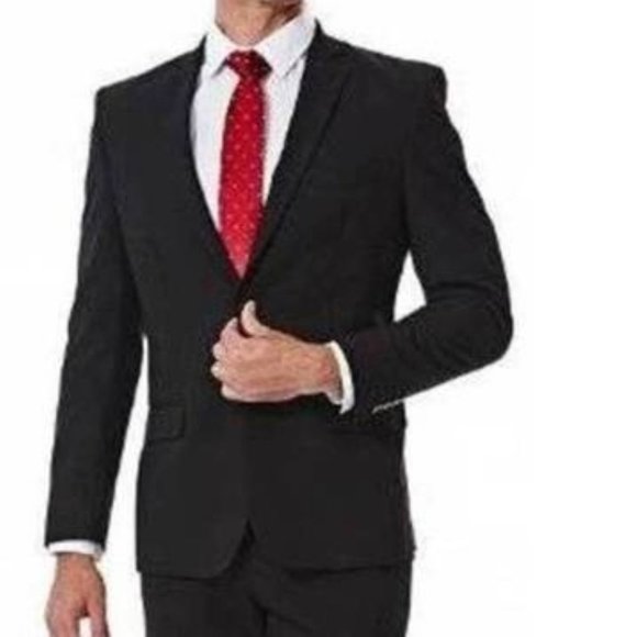 Mens Suit Jacket Haggar 36R Black 1926 Originals Lined 2 Button Notched Stretch